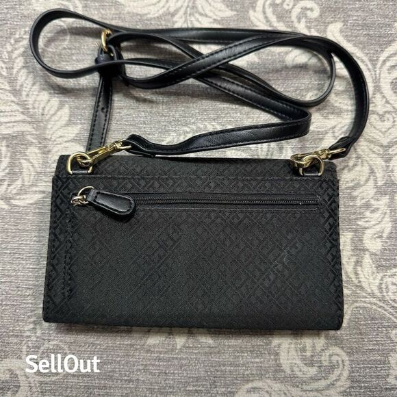 Tommy Hilfiger Women's Black Crossbody Wallet Purse Monogram Embossed - Picture 5 of 5